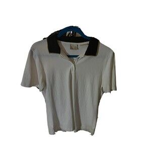 EP Pro Womens Golf Shirt. White With Blue Collar. Sz.M